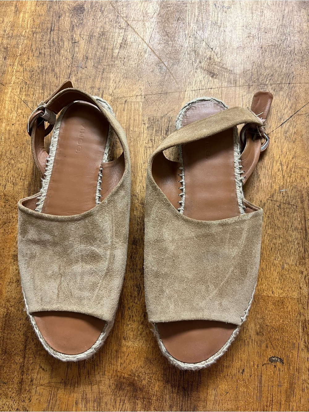 Vince Tan Suede Espadrille Sandals